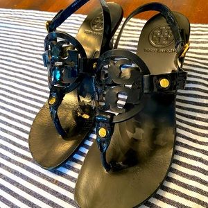 Tory Burch Ankle Strap Sandal Heel Black Size 5 1/2 EUC